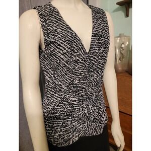 NWT Jane & Delancey Sheer Mesh Ruched Geometric Sleeveless Coquette Top SZ S